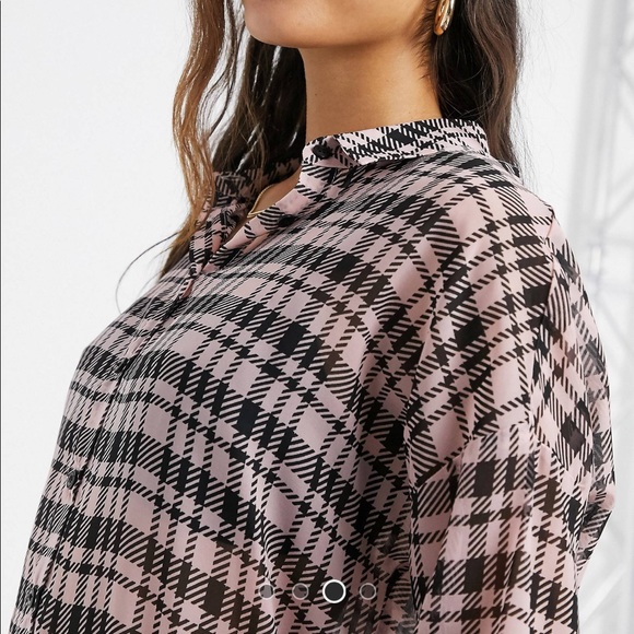 Long sleeve shirt in pink dogtooth print - Picture 3 of 4